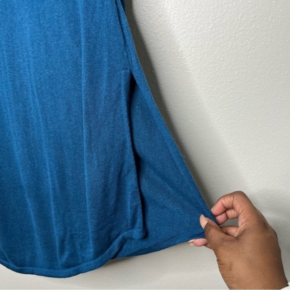 J. Jill Women Sweatshirt Small Blue Tunic 3/4 Sleeve Knit Round Neck Wool blend - Picture 5 of 9